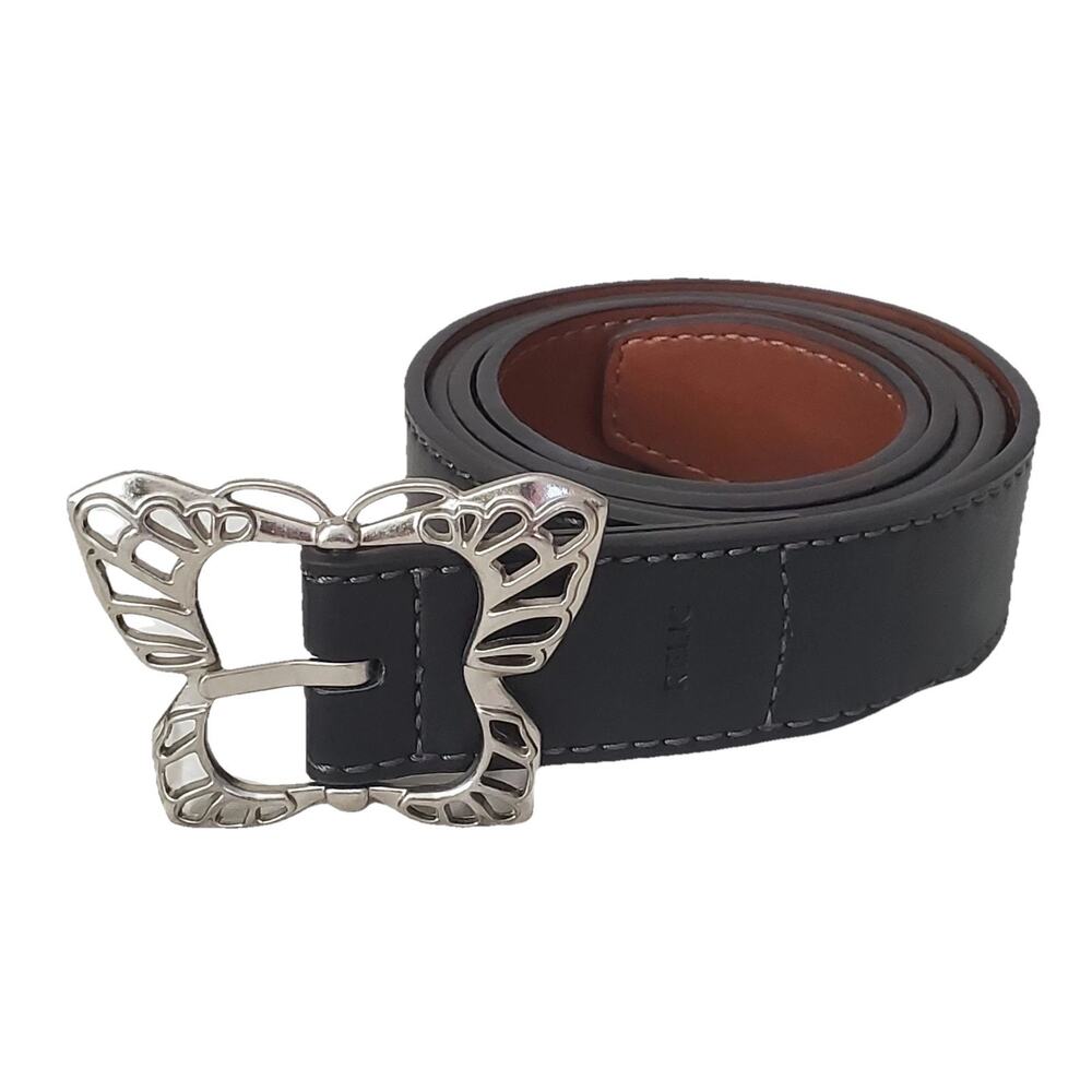 Women's Relic Reversible Black & Brown Leather Belt Size 46 Butterfly Buckle